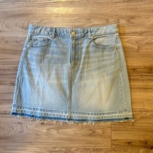 New LOFT Light Blue Denim Mini Skirt NWT SIZE 8 cowgirl fringe skirt boho